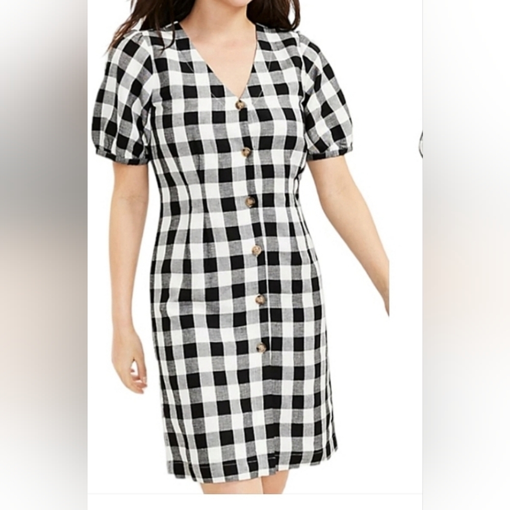 LOFT Black and White Plaid Dress